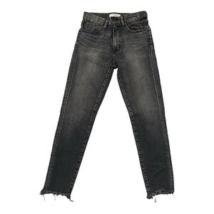 MOUSSY‎ VINTAGE Black Wash Denim Skinny Jeans size 25 mid highrise fray ankle